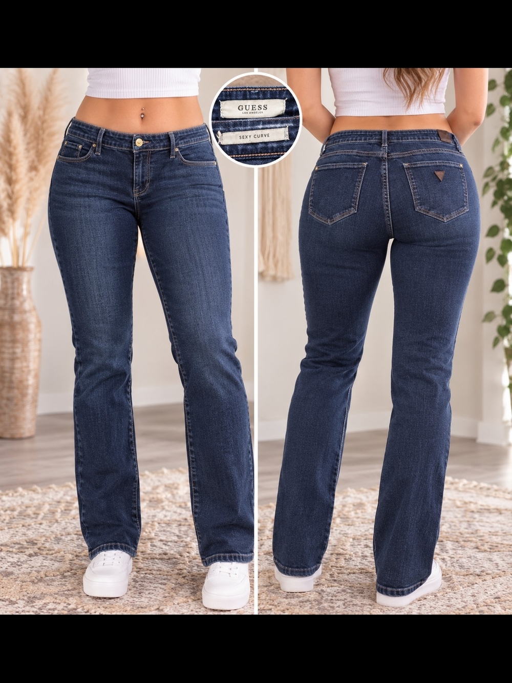 GUESS Women's Dark Blue Bootcut Jeans - Sexy Curve